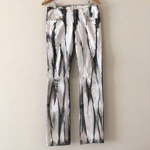 Black dyed White Ripped jeans